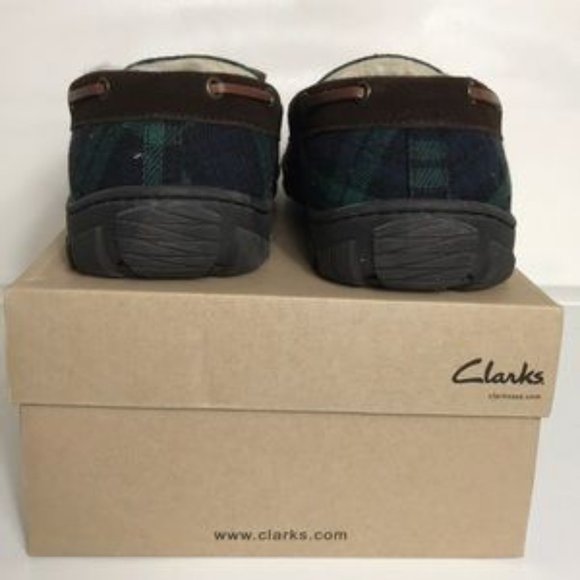 Clarks Suede Faux Fur Lined Moccasin Slippers - Picture 4 of 9